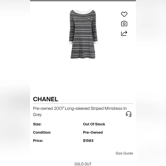 Chanel Striped Gray and Black Dress 34 - Picture 4 of 9